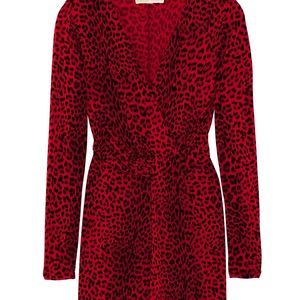 MICHAEL Michael Kors red leopard faux wrap dress